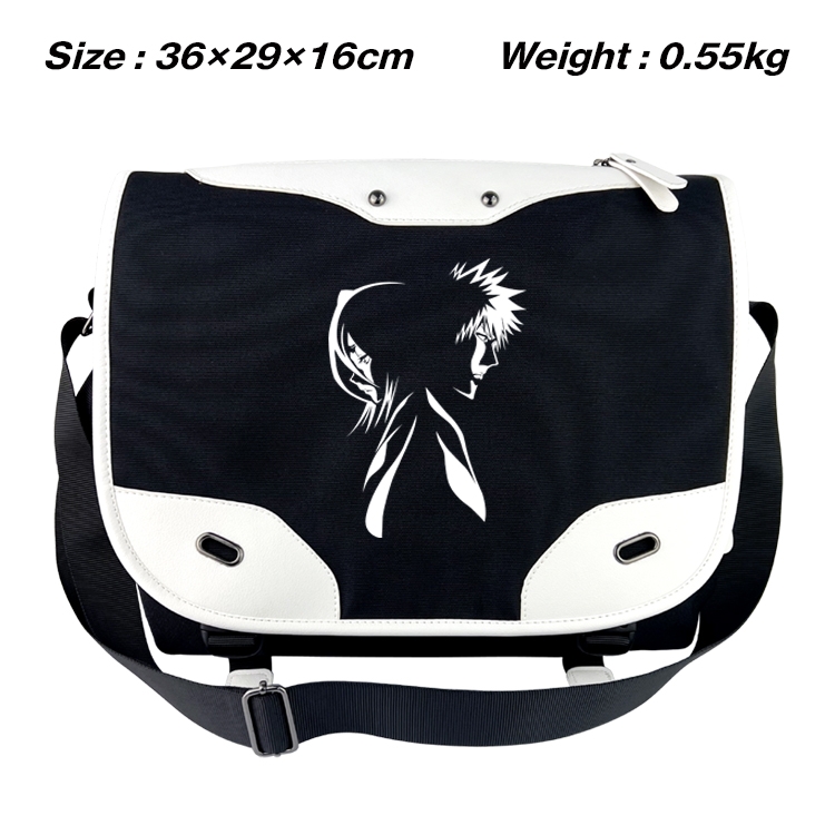 Bleach Black and white anime waterproof nylon shoulder messenger bag schoolbag 36X29X16CM