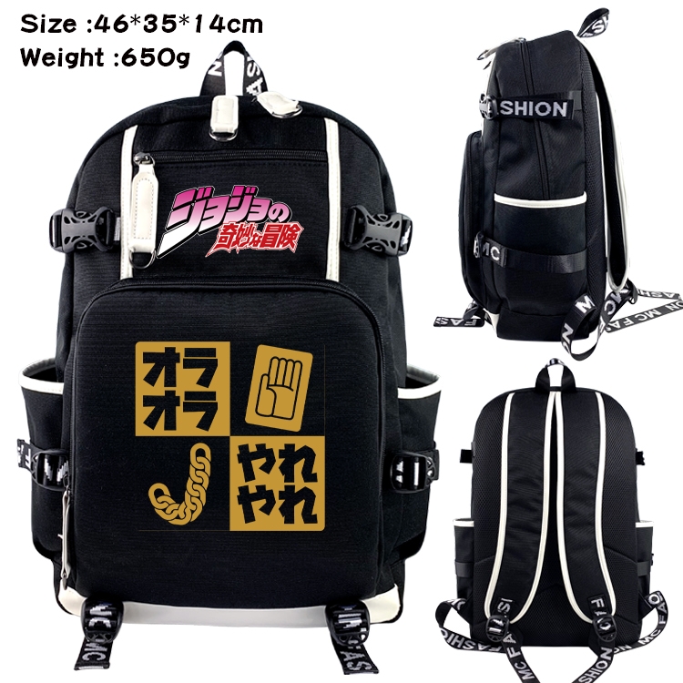 JoJos Bizarre Adventure Data USB backpack Cartoon printed student backpack 46X35X14CM 650G
