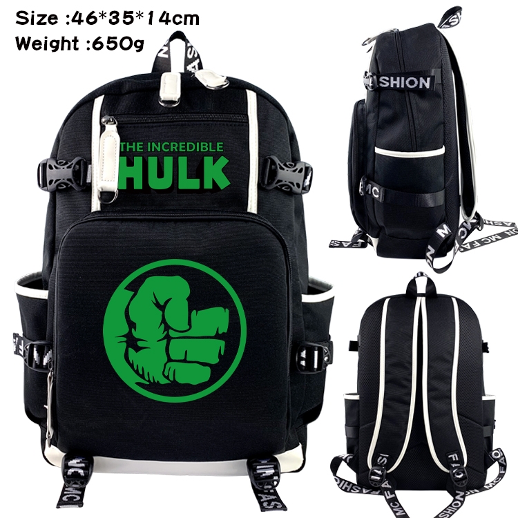 Superhero Movie Data USB backpack Cartoon printed student backpack 46X35X14CM 650G
