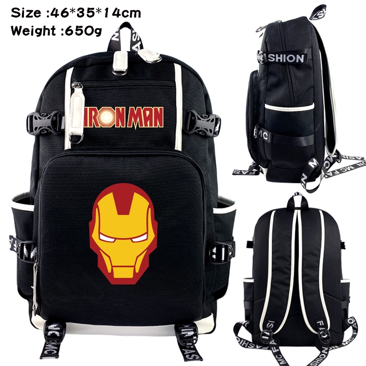 Superhero Movie Data USB backpack Cartoon printed student backpack 46X35X14CM 650G