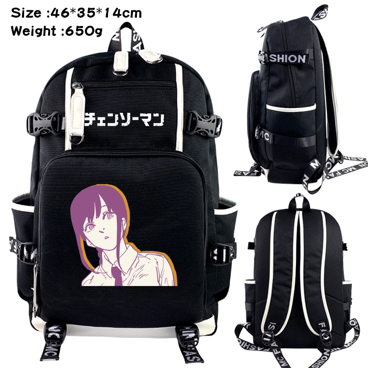 Chainsaw man Data USB backpack Cartoon printed student backpack 46X35X14CM 650G