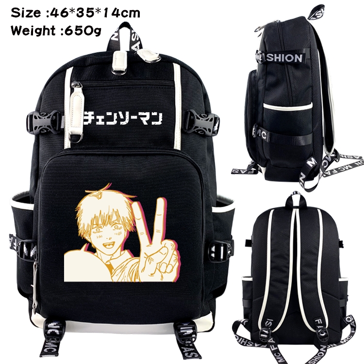 Chainsaw man Data USB backpack Cartoon printed student backpack 46X35X14CM 650G