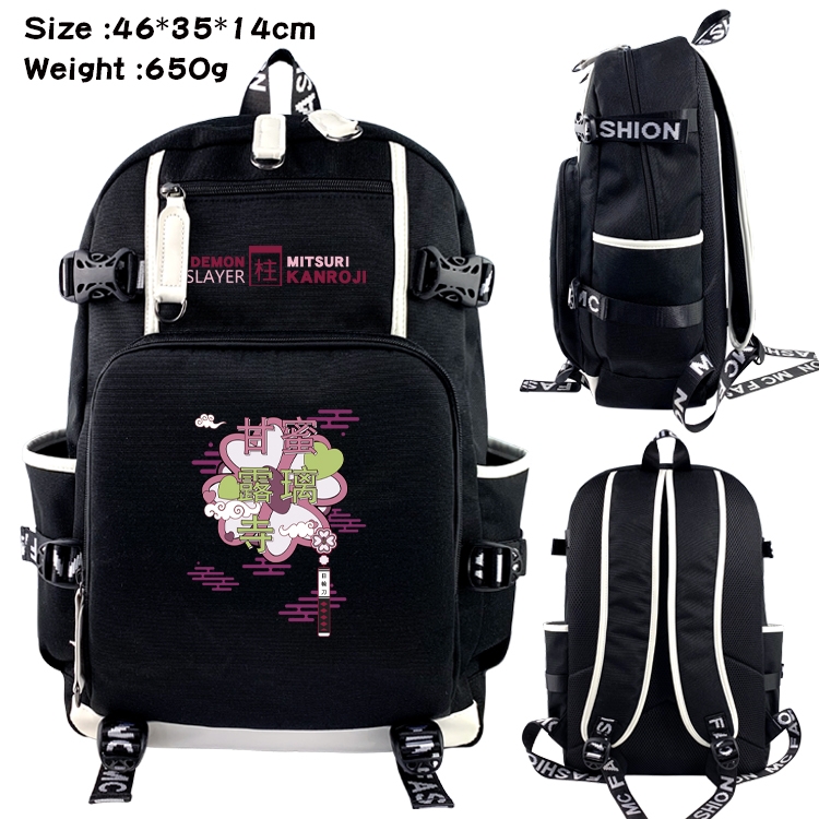 Demon Slayer Kimets Data USB backpack Cartoon printed student backpack 46X35X14CM 650G