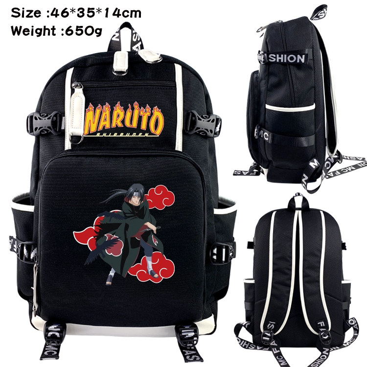 Naruto Data USB backpack Cartoon printed student backpack 46X35X14CM 650G