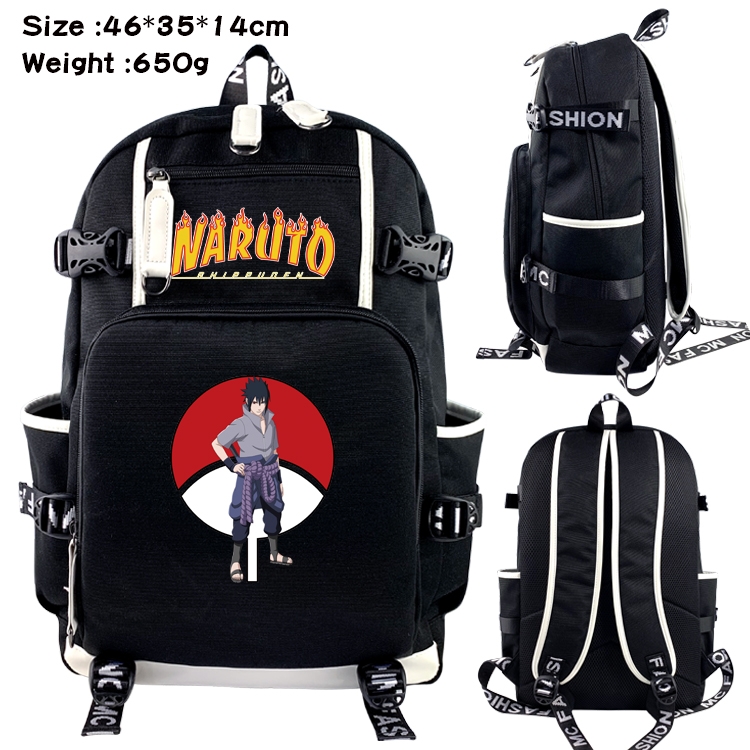 Naruto Data USB backpack Cartoon printed student backpack 46X35X14CM 650G