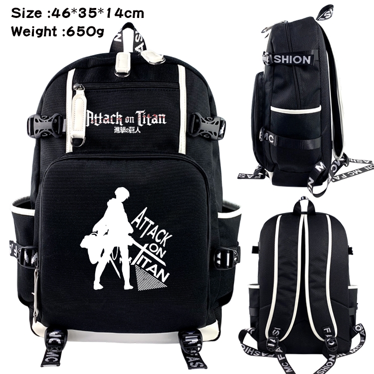 Shingeki no Kyojin Data USB backpack Cartoon printed student backpack 46X35X14CM 650G