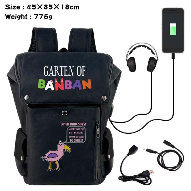 Garten of Banban Anime Canvas Bucket Data Cable Backpack School Bag 45X35X18CM 775G