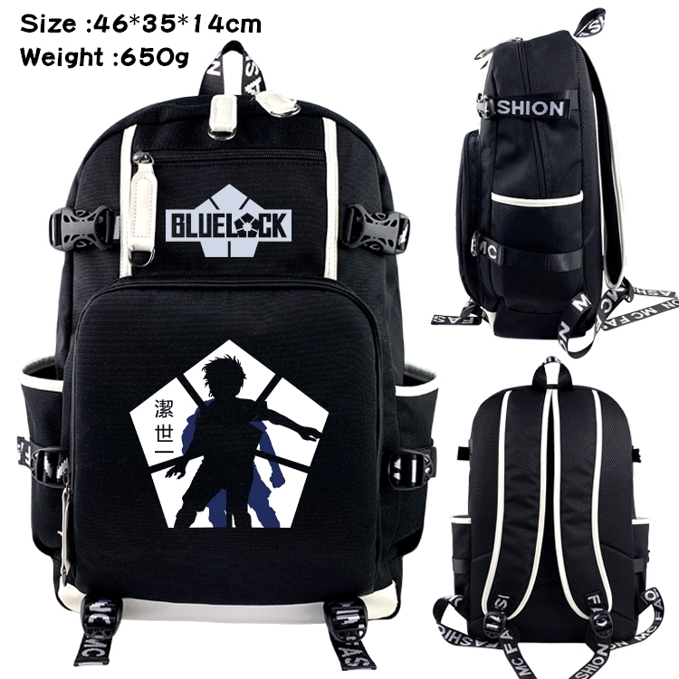 BLUE LOCK Above and below data USB backpack cartoon printed student backpack 46X35X14CM 650G