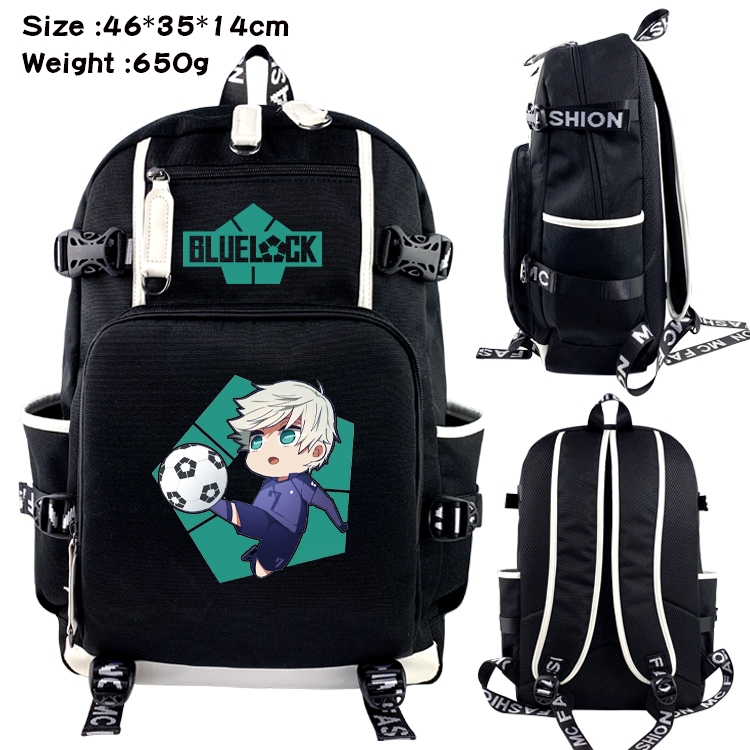 BLUE LOCK Above and below data USB backpack cartoon printed student backpack 46X35X14CM 650G
