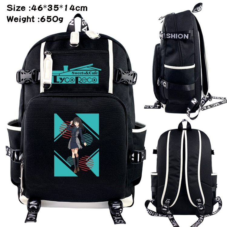 Lycoris Recoil Above and below data USB backpack cartoon printed student backpack 46X35X14CM 650G