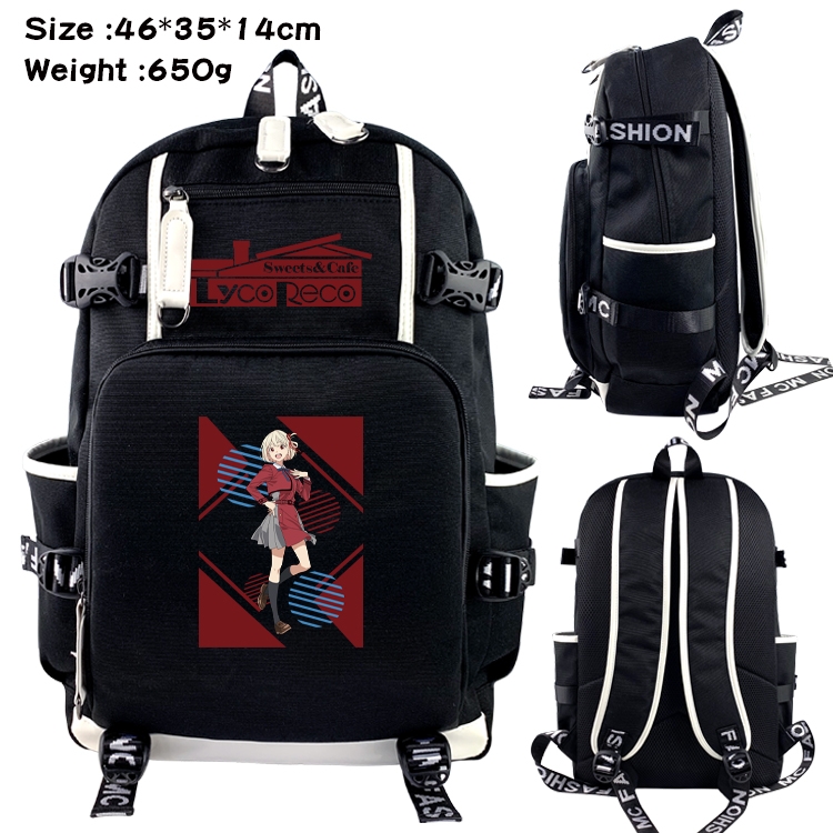 Lycoris Recoil Above and below data USB backpack cartoon printed student backpack 46X35X14CM 650G