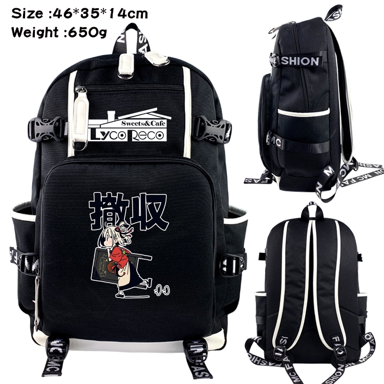 Lycoris Recoil Above and below data USB backpack cartoon printed student backpack 46X35X14CM 650G