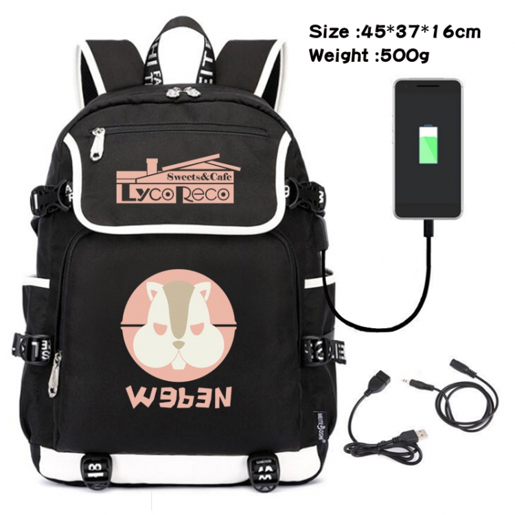 Lycoris Recoil Cartoon data backpack small flap canvas backpack 45X37X16CM