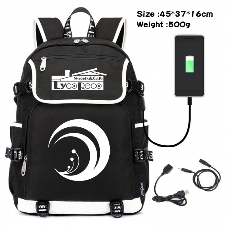 Lycoris Recoil Cartoon data backpack small flap canvas backpack 45X37X16CM
