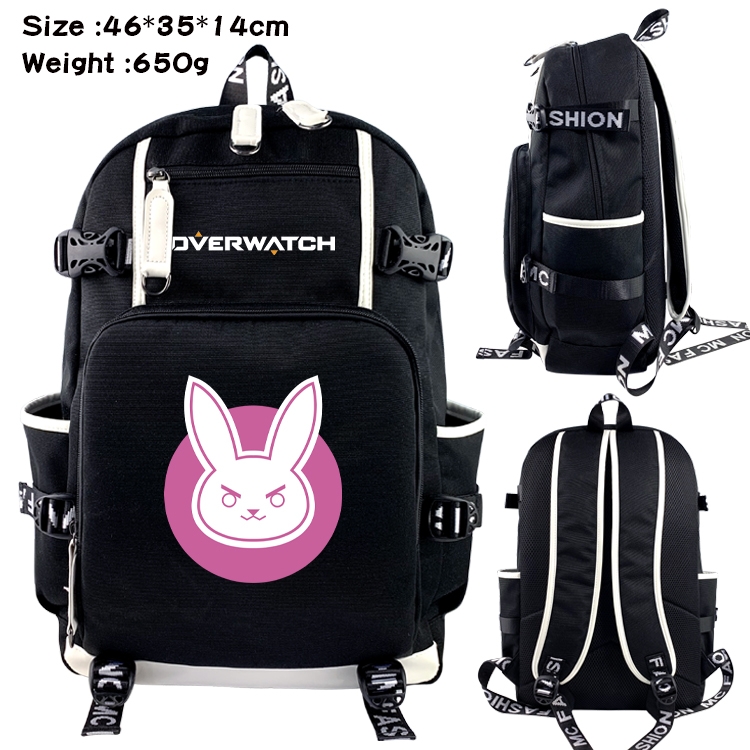 Overwatch Data USB backpack Cartoon printed student backpack 46X35X14CM 650G