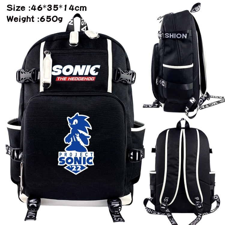Sonic The Hedgehog Data USB backpack Cartoon printed student backpack 46X35X14CM 650G