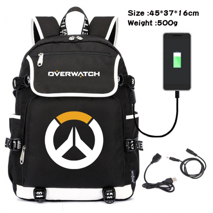 Overwatch Animation data backpack small flap canvas backpack 45X37X16CM