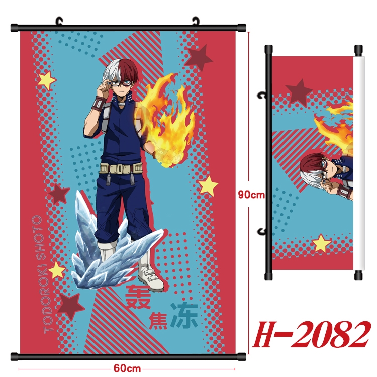My Hero Academia Anime Black Plastic Rod Canvas Painting Wall Scroll 60X90CM H-2082A