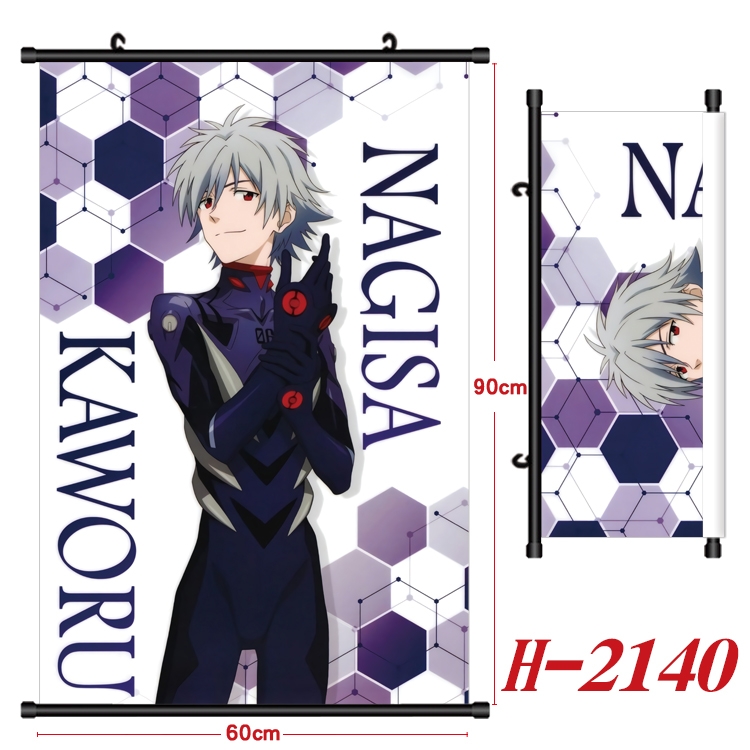 EVA Anime Black Plastic Rod Canvas Painting Wall Scroll 60X90CM H-2140A