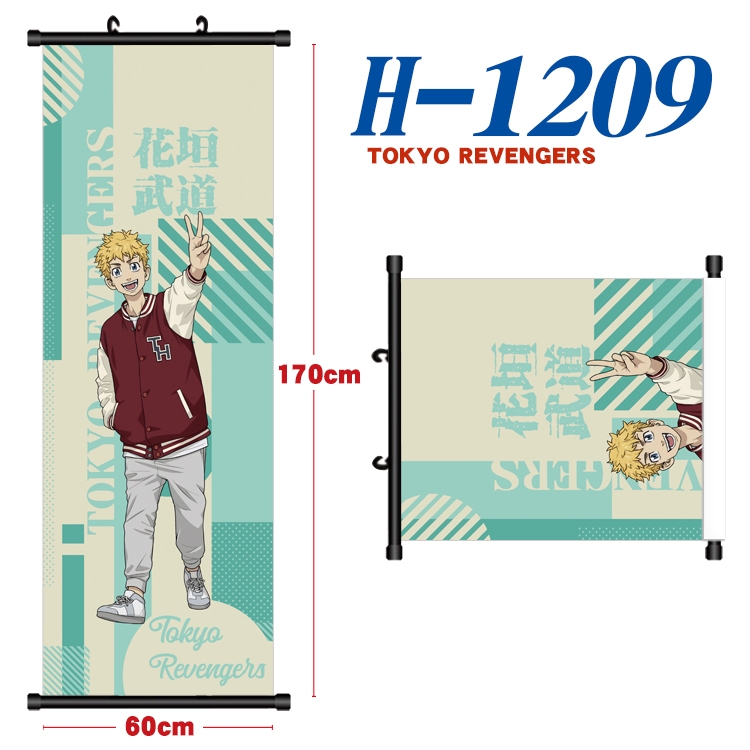 Tokyo Revengers Black plastic rod cloth hanging canvas painting Wall Scroll 60x170cm H-1209A