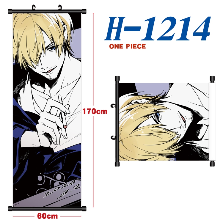 One Piece  Black plastic rod cloth hanging canvas painting Wall Scroll 60x170cm