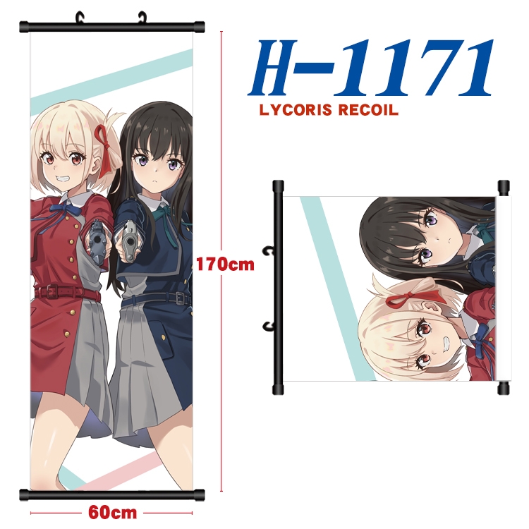 Lycoris Recoil Black plastic rod cloth hanging canvas painting Wall Scroll 60x170cm H-1171A
