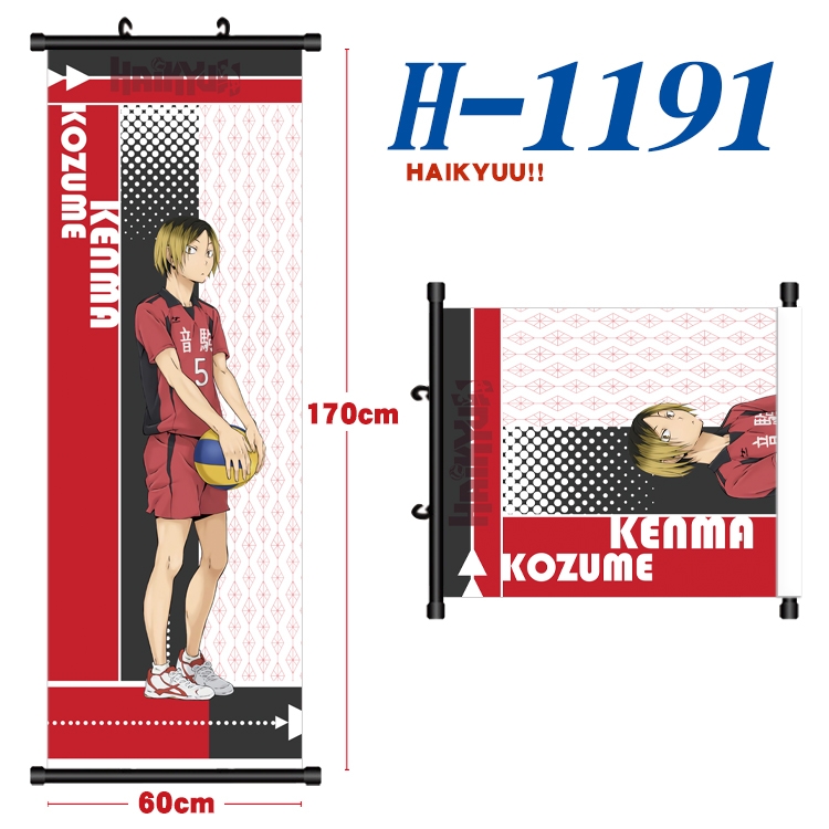 Haikyuu!! Black plastic rod cloth hanging canvas painting Wall Scroll 60x170cm  H-1191A