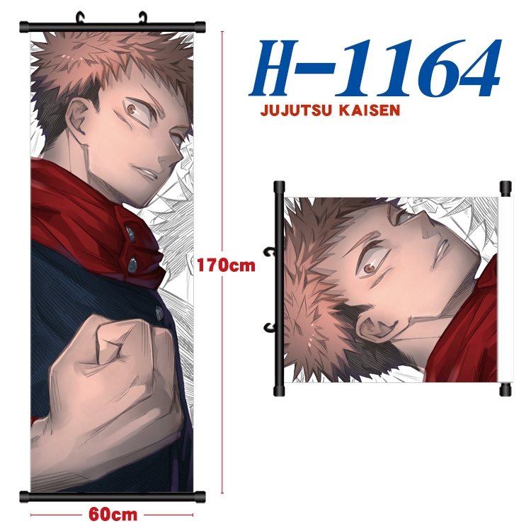 Jujutsu Kaisen Black plastic rod cloth hanging canvas painting Wall Scroll 60x170cm H-1164A