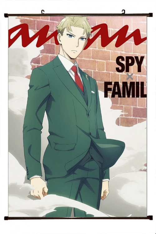 SPY×FAMILY Anime black Plastic rod Cloth painting Wall Scroll 60X90CM  J2-147