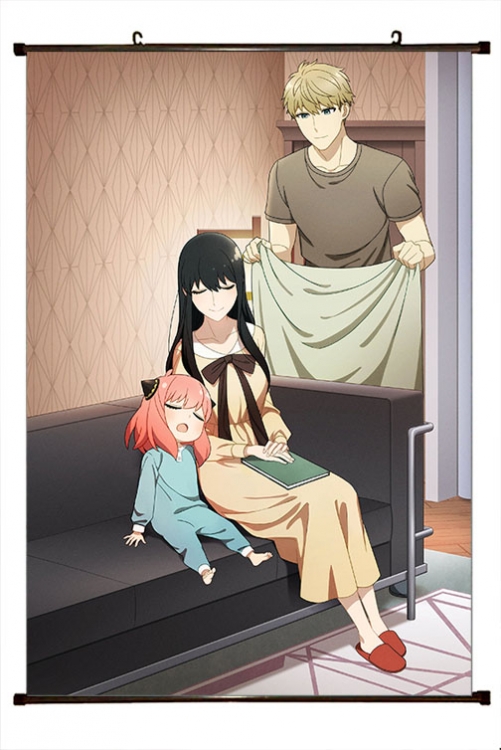 SPY×FAMILY Anime black Plastic rod Cloth painting Wall Scroll 60X90CM  J2-151