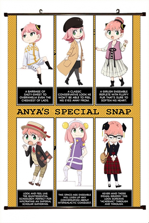 SPY×FAMILY Anime black Plastic rod Cloth painting Wall Scroll 60X90CM  J2-139