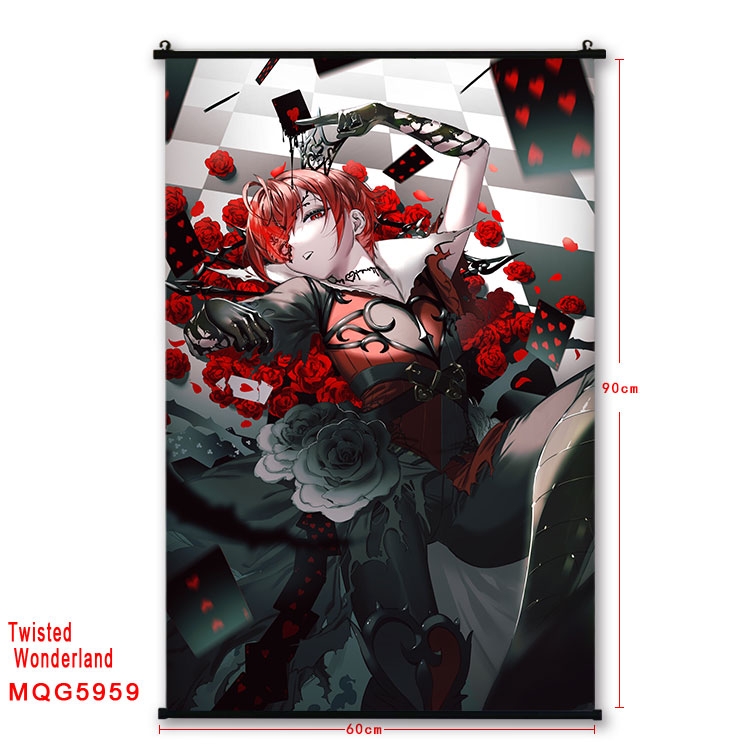 Disney Twisted-Wonderland Anime black Plastic rod Cloth painting Wall Scroll 60X90CM MQG-5959