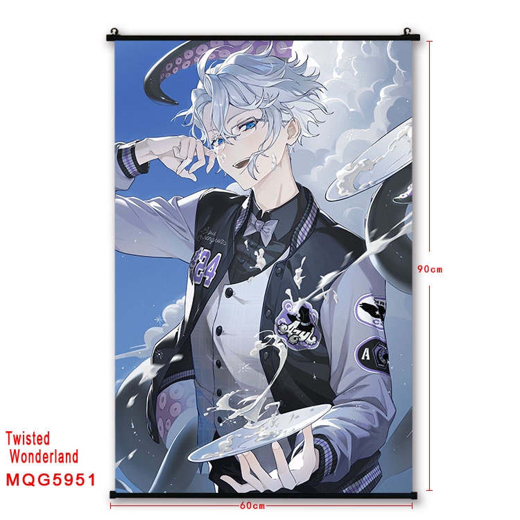 Disney Twisted-Wonderland Anime black Plastic rod Cloth painting Wall Scroll 60X90CM MQG-5951