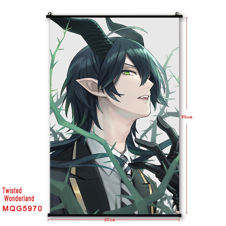 Disney Twisted-Wonderland Anime black Plastic rod Cloth painting Wall Scroll 60X90CM MQG-5970