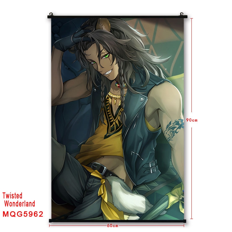 Disney Twisted-Wonderland Anime black Plastic rod Cloth painting Wall Scroll 60X90CM MQG-5962