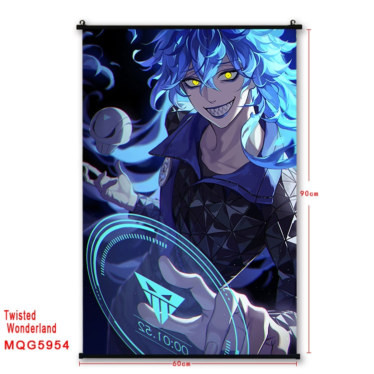 Disney Twisted-Wonderland Anime black Plastic rod Cloth painting Wall Scroll 60X90CM MQG-5954