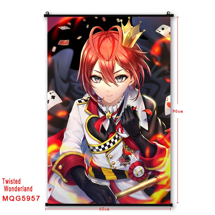 Disney Twisted-Wonderland Anime black Plastic rod Cloth painting Wall Scroll 60X90CM MQG-5957