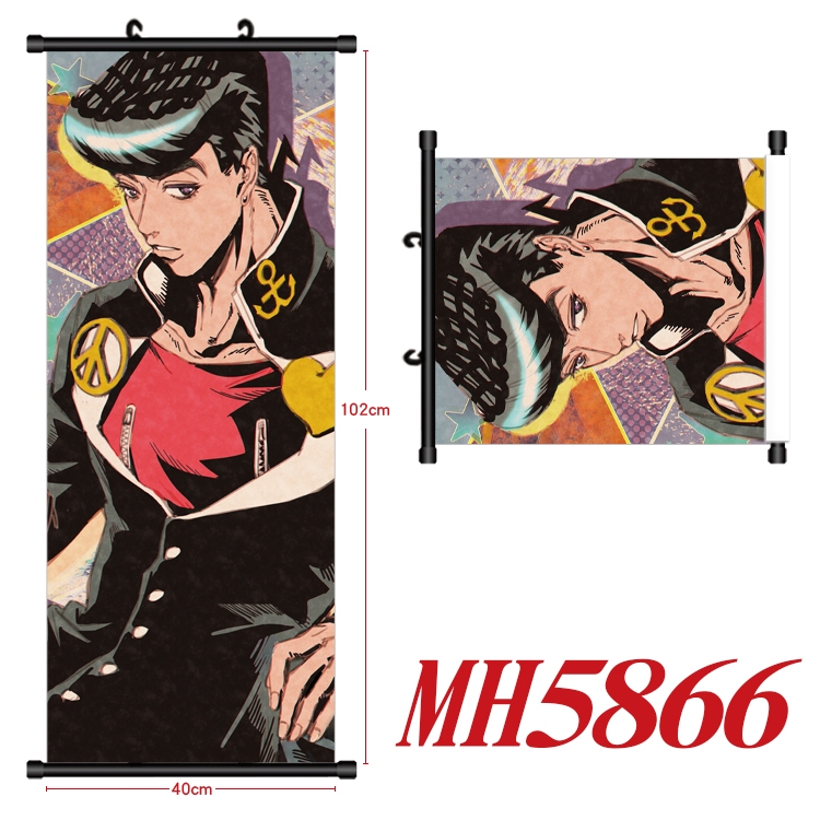 JoJos Bizarre Adventure Anime black Plastic rod Cloth painting Wall Scroll 40X102CM MH5866A