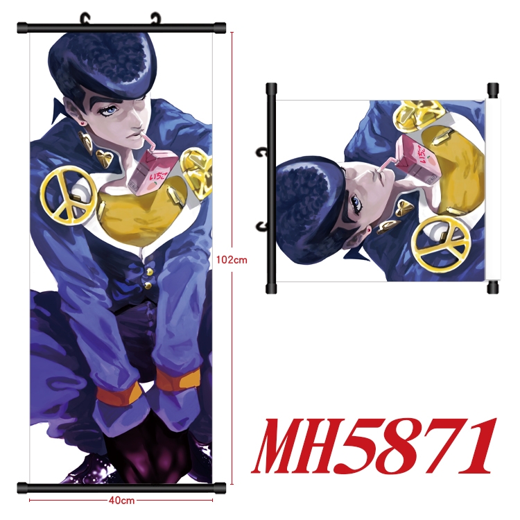 JoJos Bizarre Adventure Anime black Plastic rod Cloth painting Wall Scroll 40X102CM  MH5871A