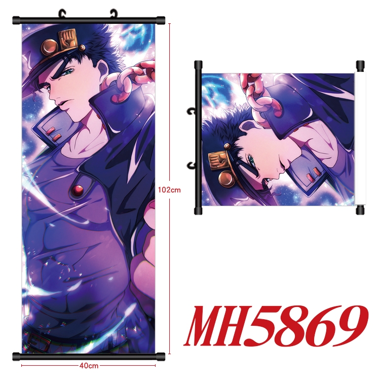 JoJos Bizarre Adventure Anime black Plastic rod Cloth painting Wall Scroll 40X102CM MH5869A