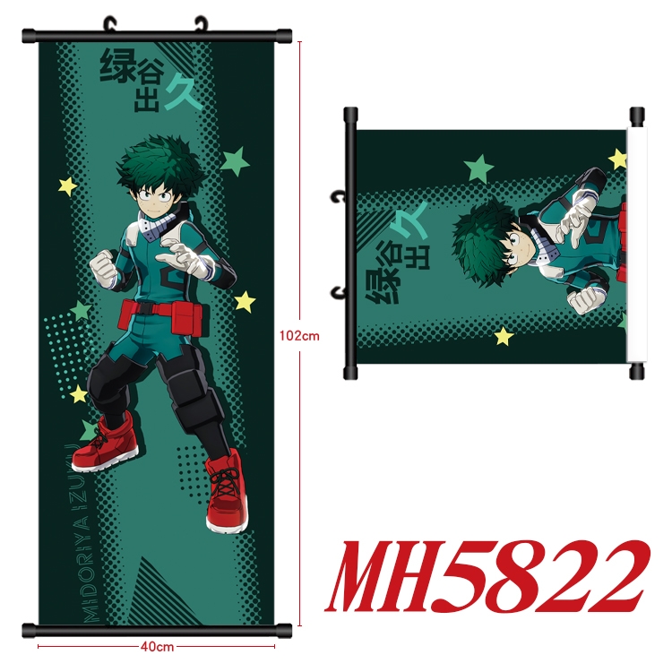 My Hero Academia Anime black Plastic rod Cloth painting Wall Scroll 40X102CM MH5822A