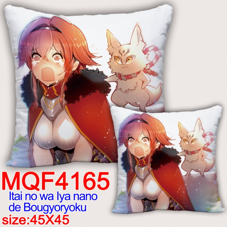 Because Im too afraid of pain, I need to have full defense Anime square full-color pillow cushion 45X45CM NO FILLING
