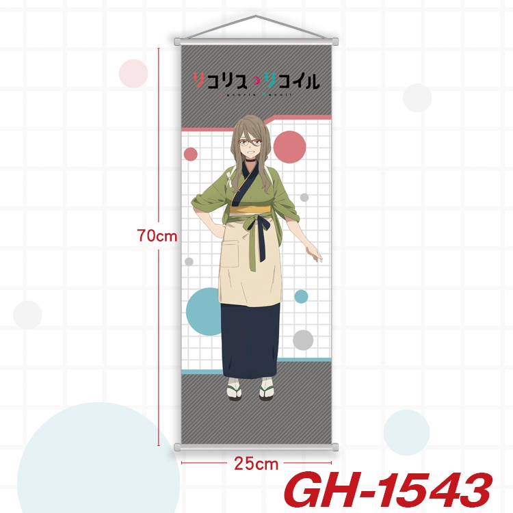 Lycoris Recoil Plastic Rod Cloth Small Hanging Canvas Painting Wall Scroll 25x70cm price for 5 pcs GH-1543A