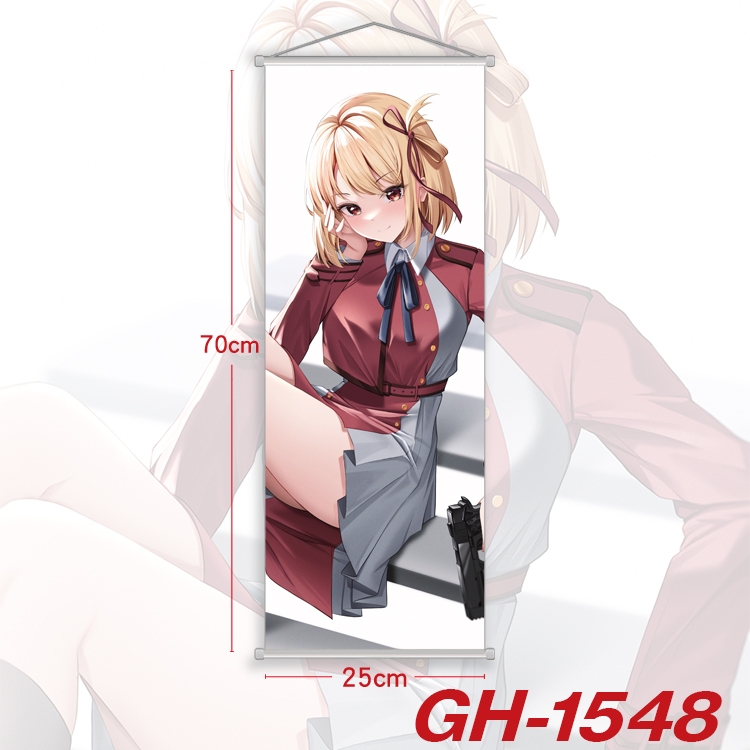 Lycoris Recoil Plastic Rod Cloth Small Hanging Canvas Painting Wall Scroll 25x70cm price for 5 pcs GH-1548A