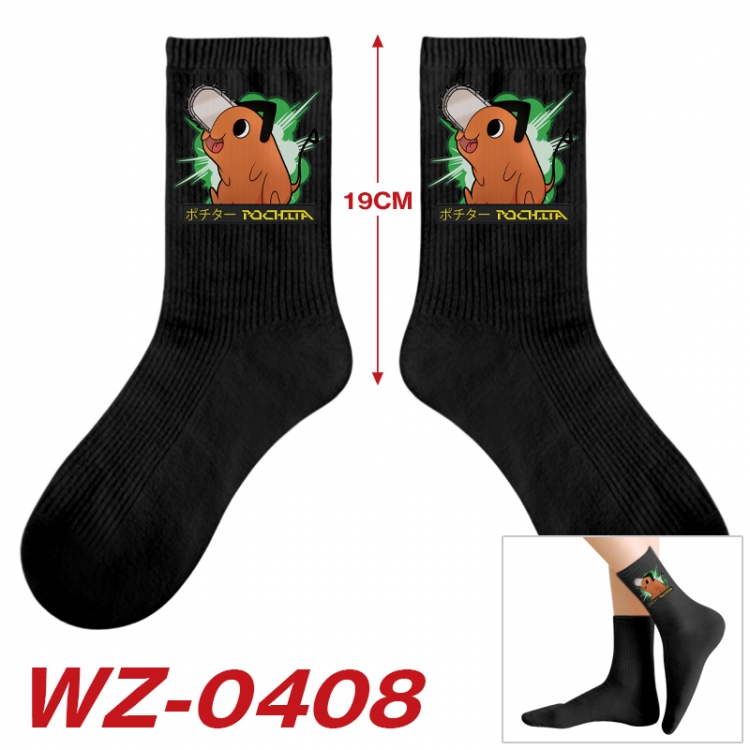 Chainsaw man Anime printing medium sock tube height 19cm price for  5 pairs WZ-0408