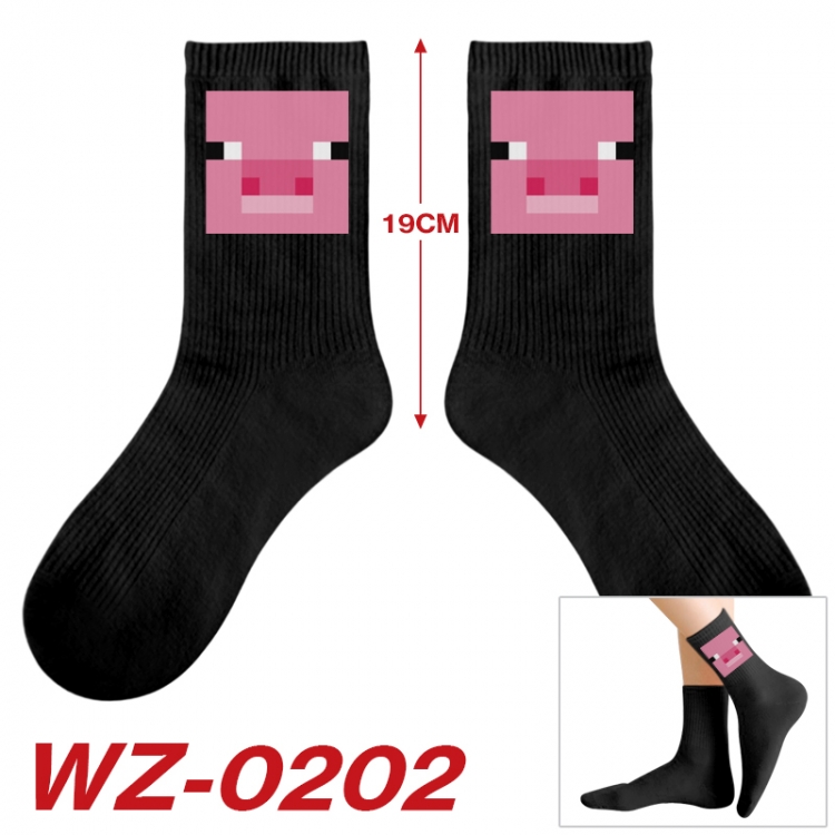 Minecraft Anime printing medium sock tube height 19cm price for  5 pairs WZ-0202