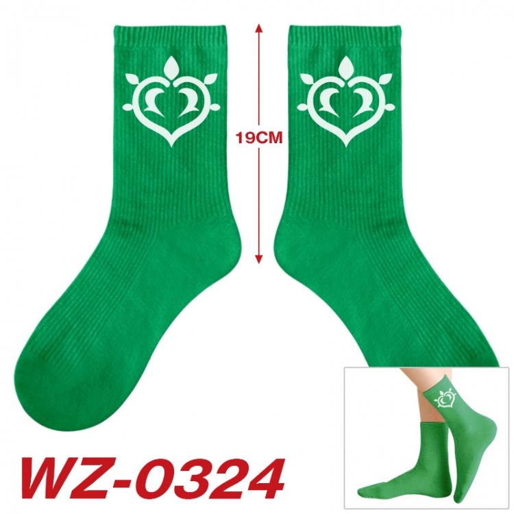 Genshin Impact Anime printing medium sock tube height 19cm price for  5 pairs WZ-0324