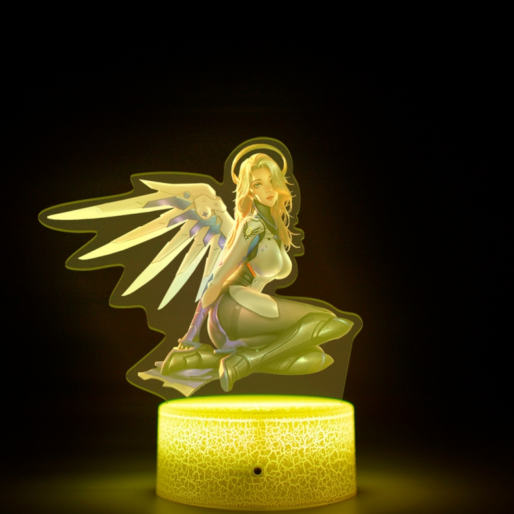 Overwatch Acrylic Night Light 16 Color-changing USB Interface Box Set 19X7X4CM white base