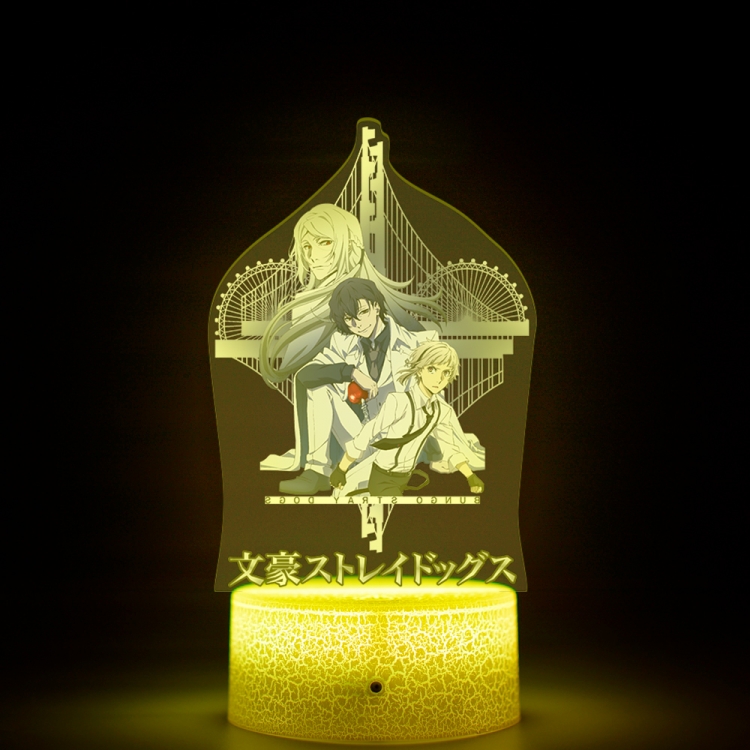 Bungo Stray Dogs Acrylic night light 16 kinds of color changing USB interface box 14X7X4CM white base