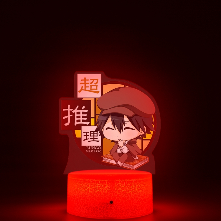 Bungo Stray Dogs Version Q Acrylic night light 16 kinds of color changing USB interface box 14X7X4CM white base